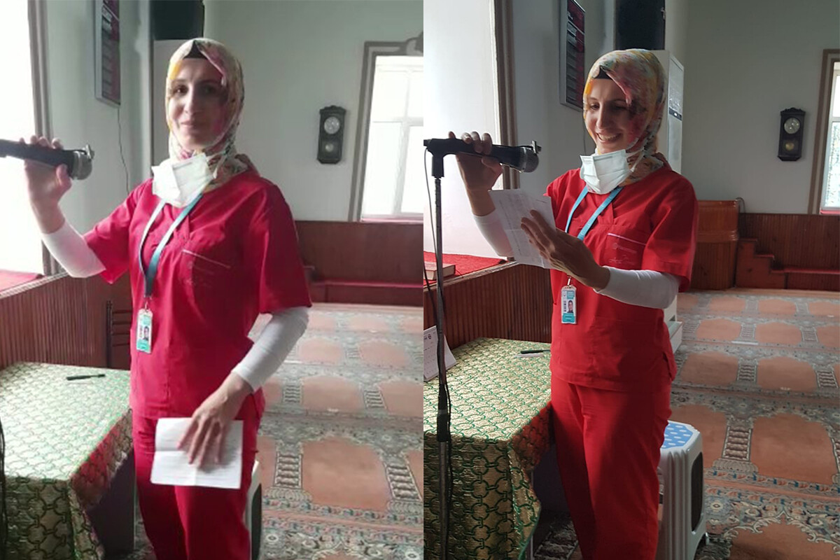 Amasyalı Gülseren hemşire, cami hoparlöründen aşı çağrısı yaptı